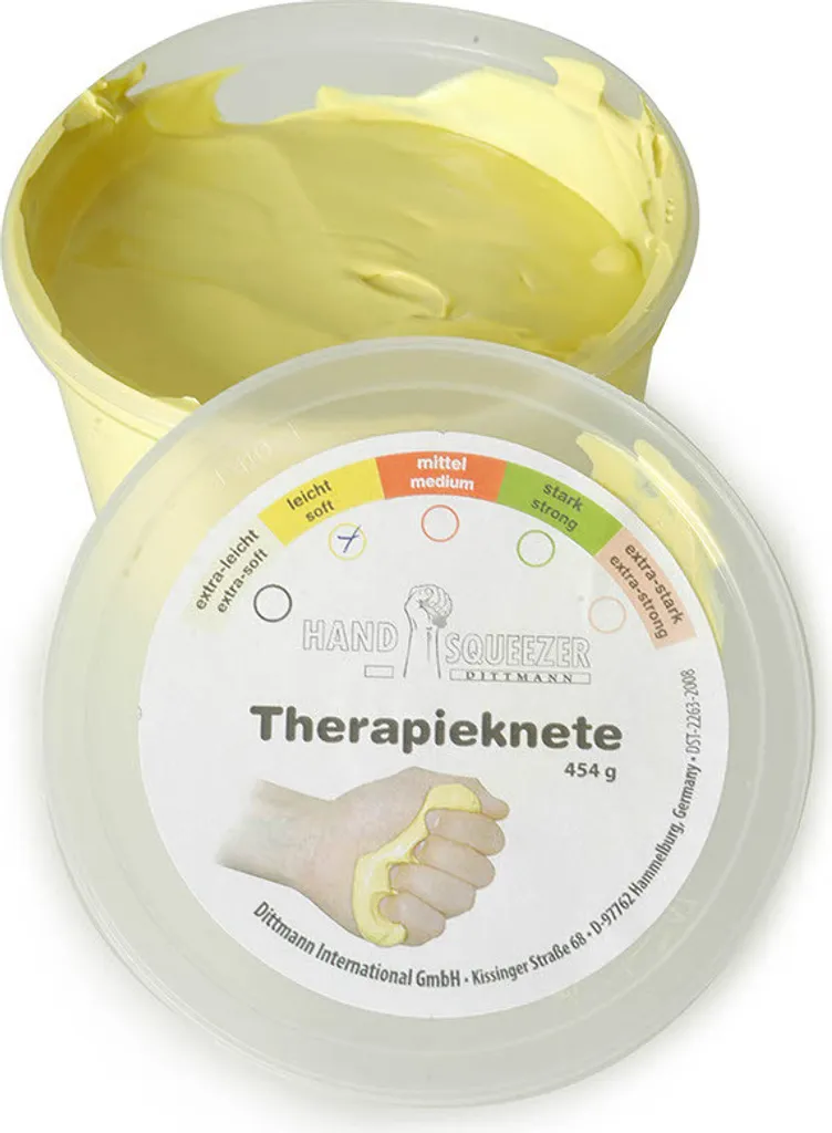 Dittmann Pâte à modeler 453g jaune souple pour renforcement musculaire