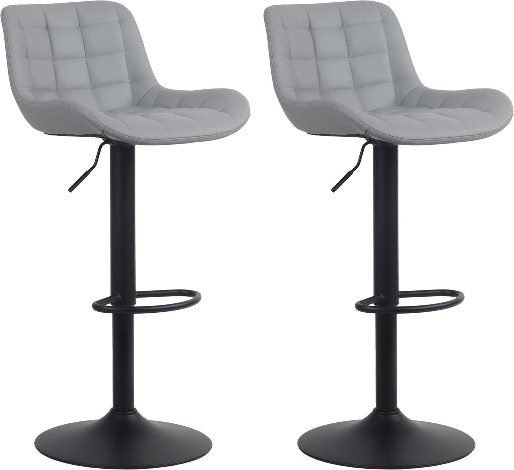 2er Set Barhocker HLO-CP297 Kunstleder grau