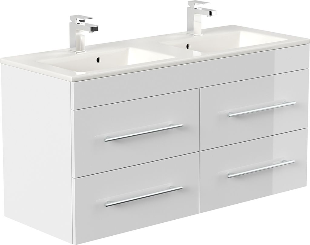 Doppelwaschtisch 120 cm in weiß Hochglanz HARLINGEN-02