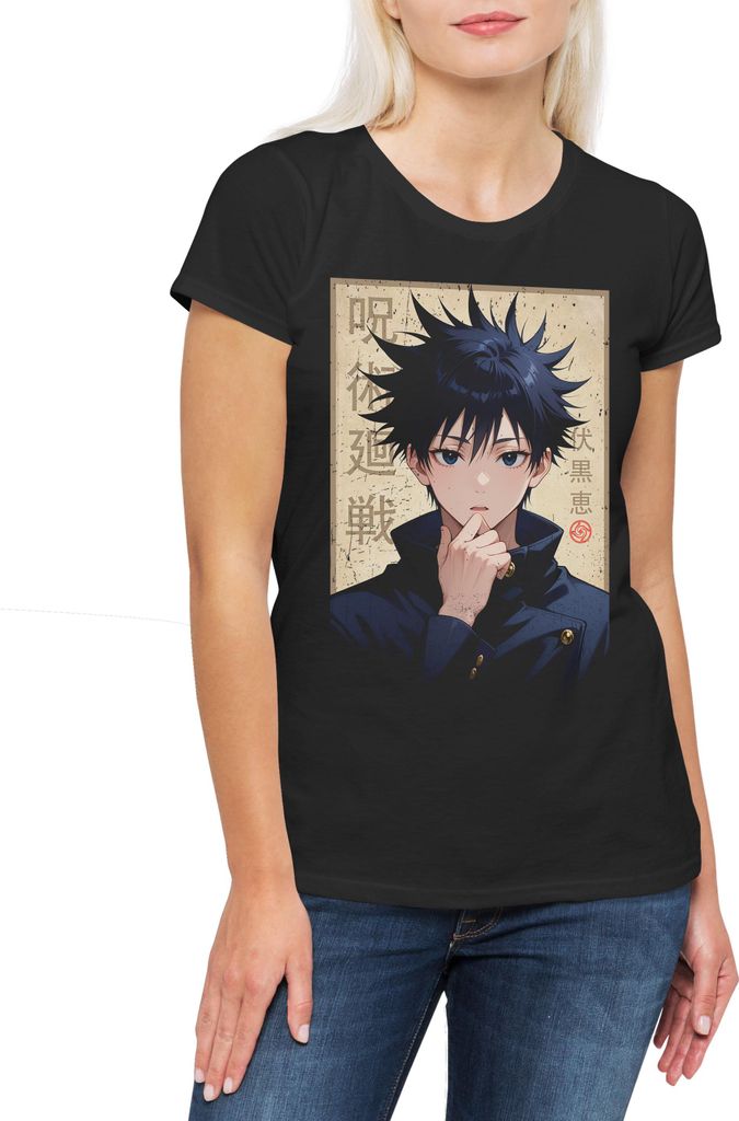 Urban Backwoods Megumi Portrait, Damen T-Shirt, Farbe: Schwarz, Größe: L