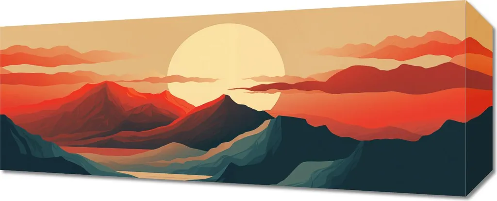 Quadro 50x20cm Tramonto in Quota - Tela Emozionale Paesaggio Montano
