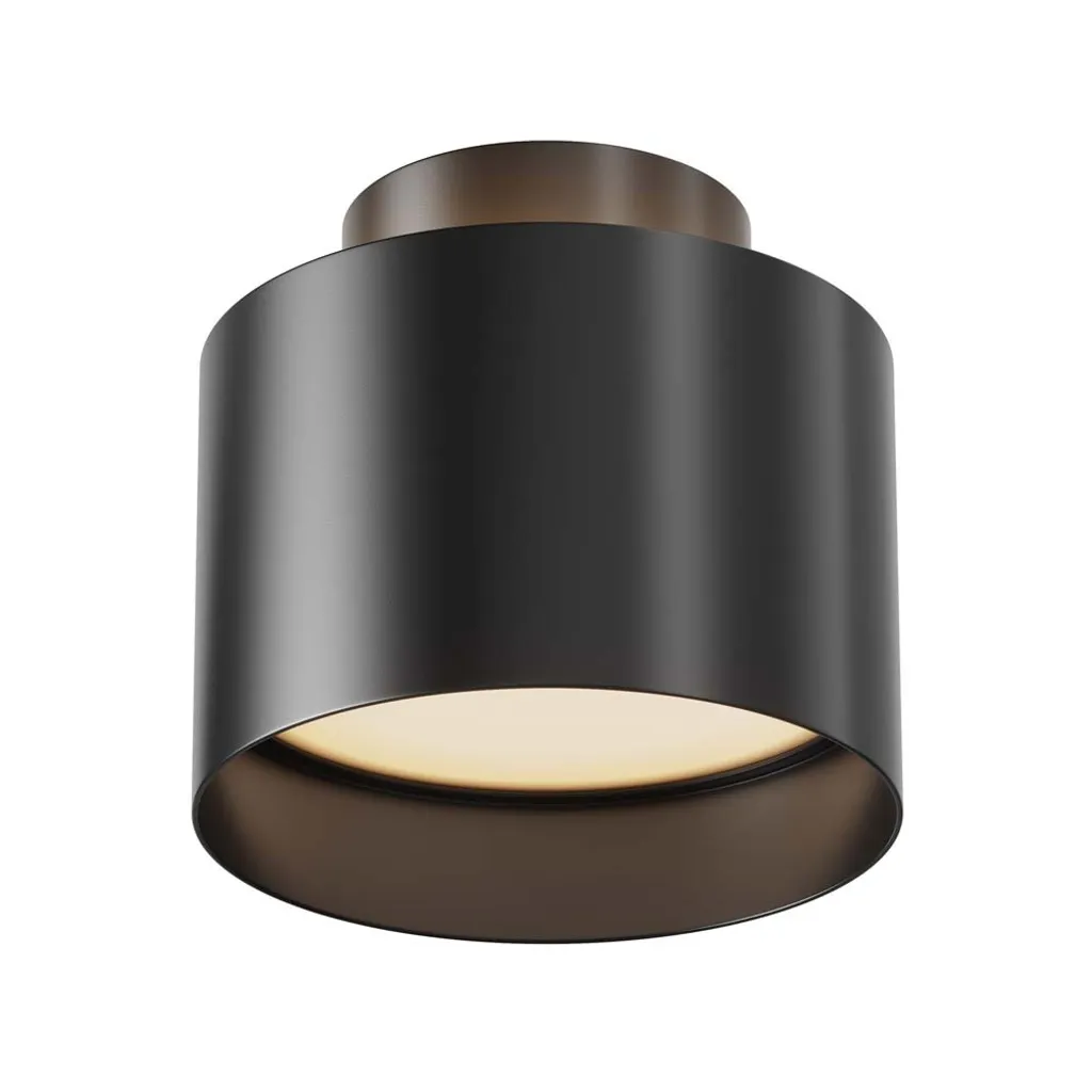 Plafonnier LED lumière blanc chaud 3000K en métal noir finition mate