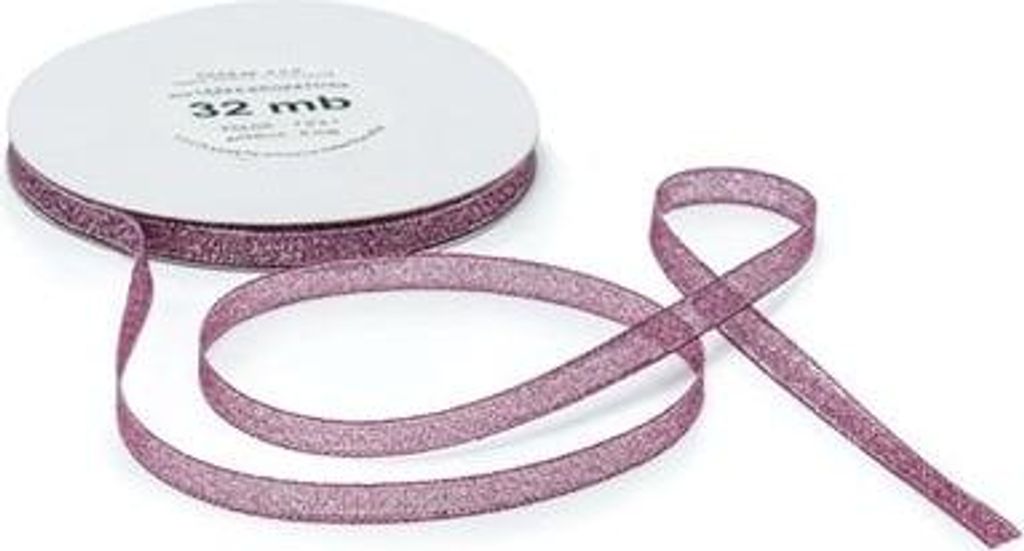 Brokatband zum Verpacken von Geschenken, dekorativ, 6 mm, 32 m, burgunderrot