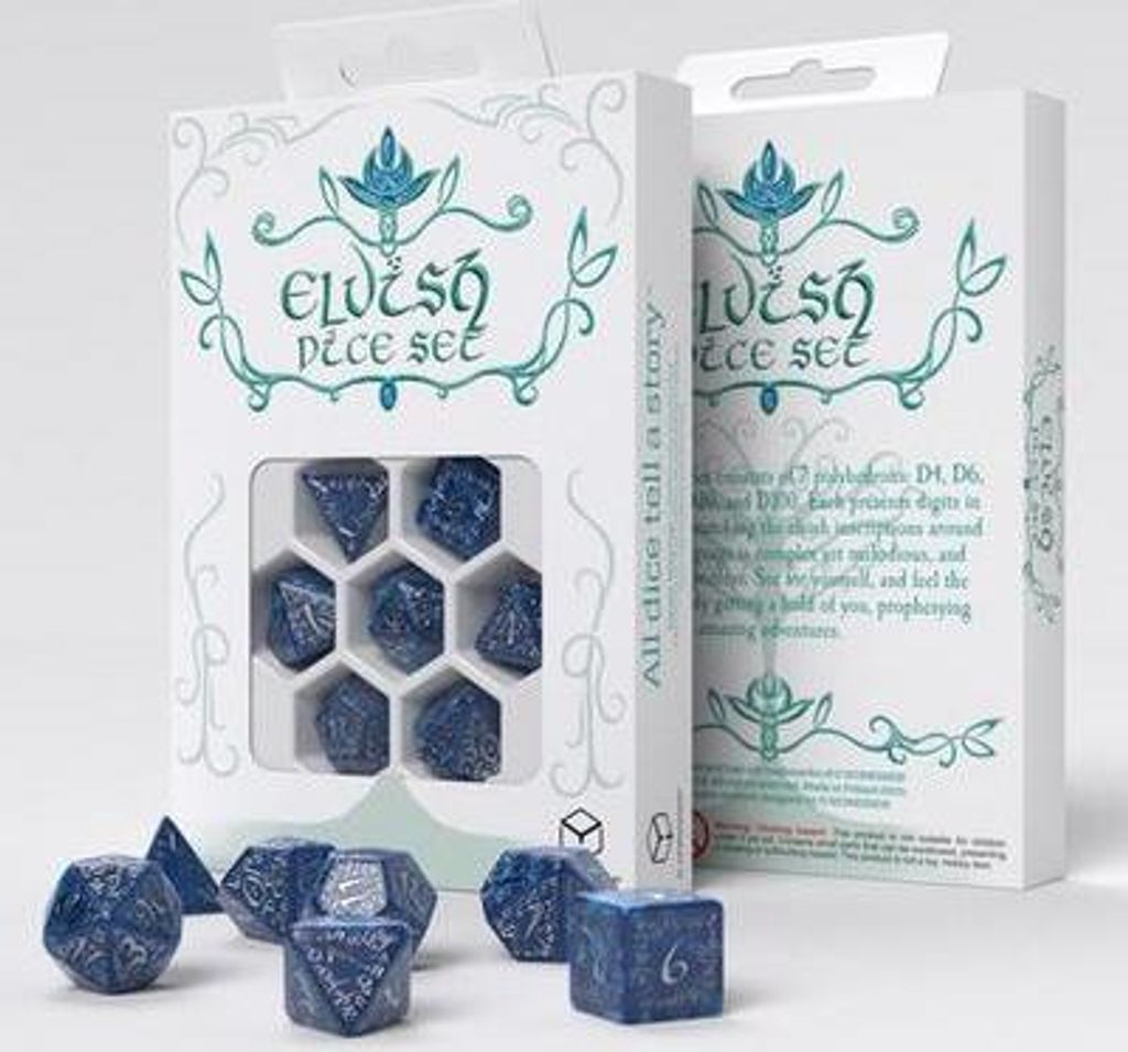 Elvish Cobalt & Silver Dice Set