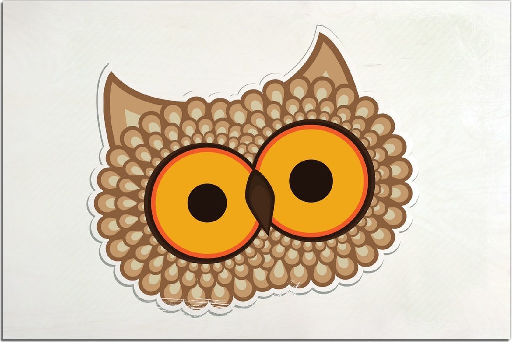 Kunstdrucke Wandbilder Holz in : Brillante Farben, Größe 60 x 90 cm Motiv Lustige Comic Eule mit großen Augen