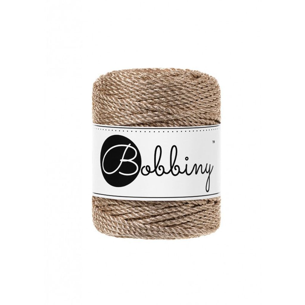 Bobbiny 3PLY Macramé Rope 3 mm 50 m Metallic Champagne Schnur