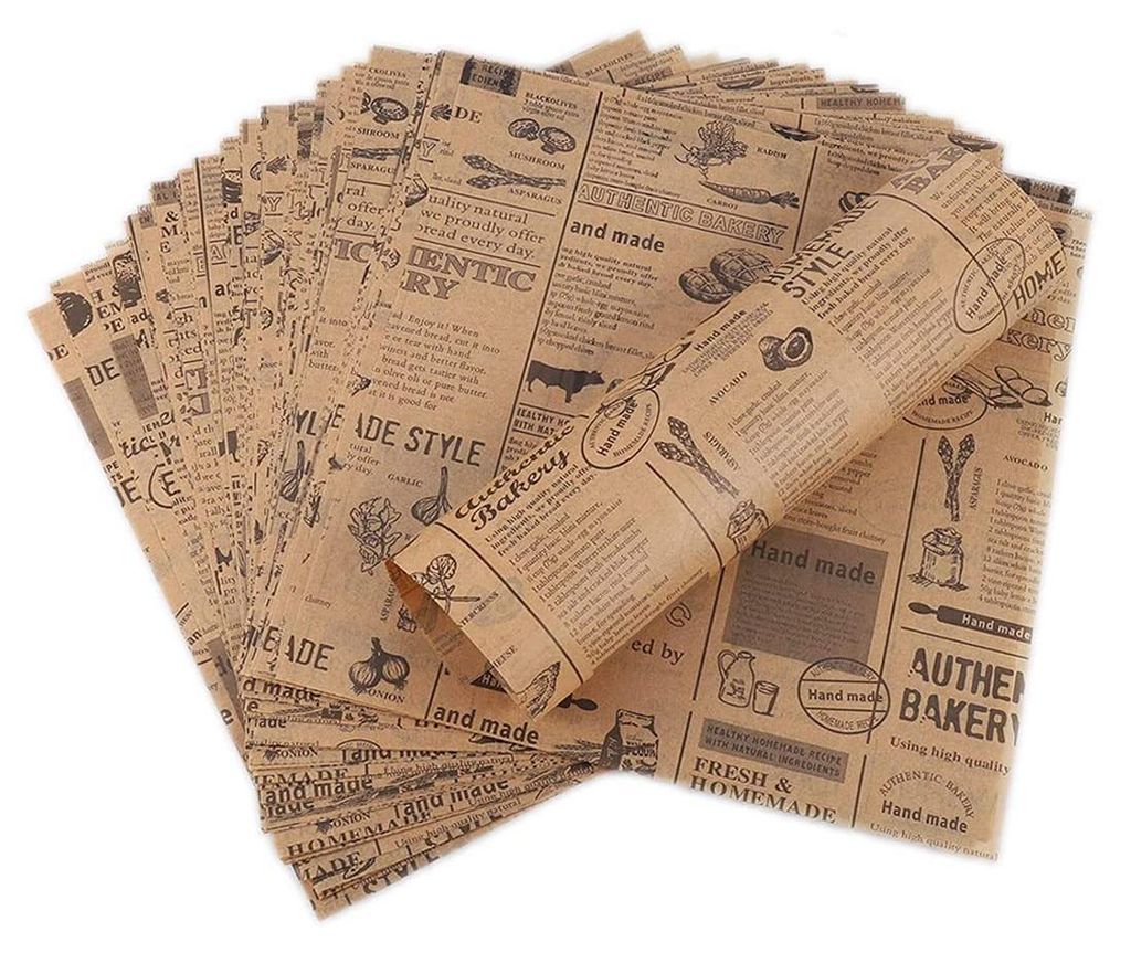 100 Blatt Feinkostpapier, Frittierpapier für Körbe, umweltfreundliches Backpapier, Hamburgerpapier für Hamburger, Butterbrot, Käse, Pommes frit...