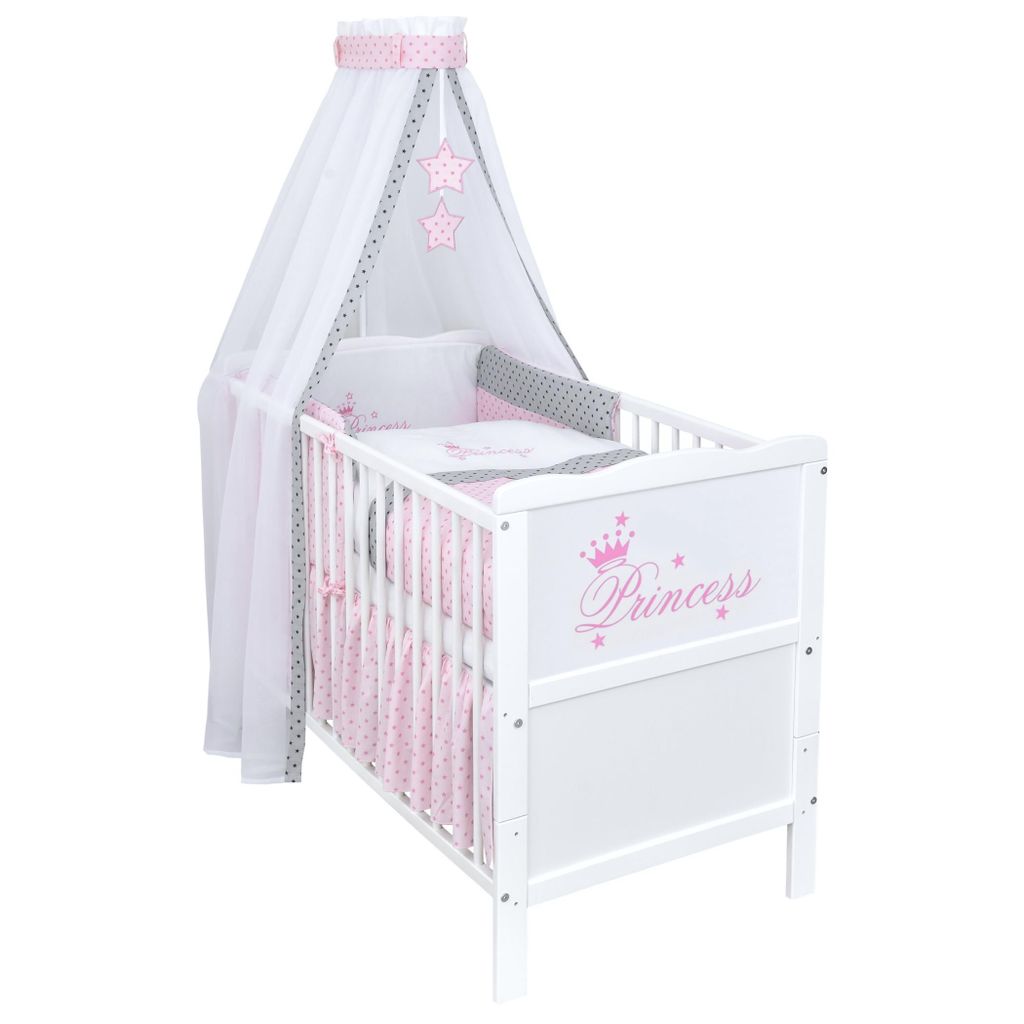 Baby-Delux Babybett Kinderbett Natalie Princess 140×70 Weiß Produktbild 