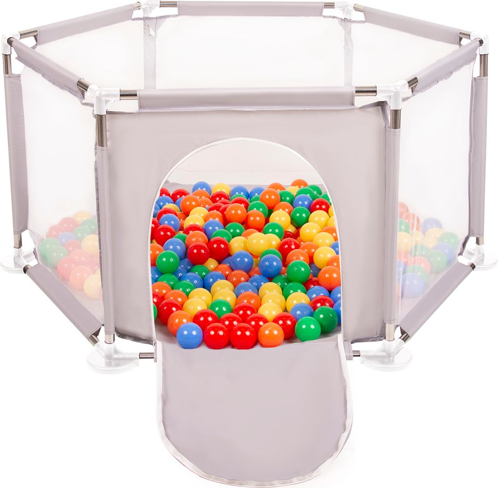 Selonis Laufstall faltbar Für Kinder Sechseckiger mit 100 Bunte bälle ∅6cm - Indoor spielplatz Baby Bälle für Bällebad Plastikbälle Kinder ...