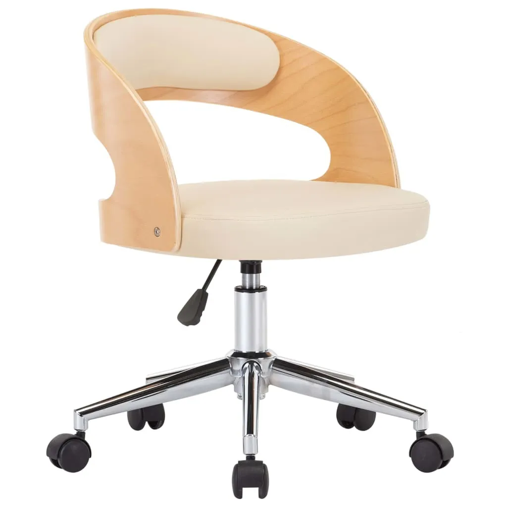 Sedia Ufficio Design Nordico Legno e Pelle Crema | Minimal Style