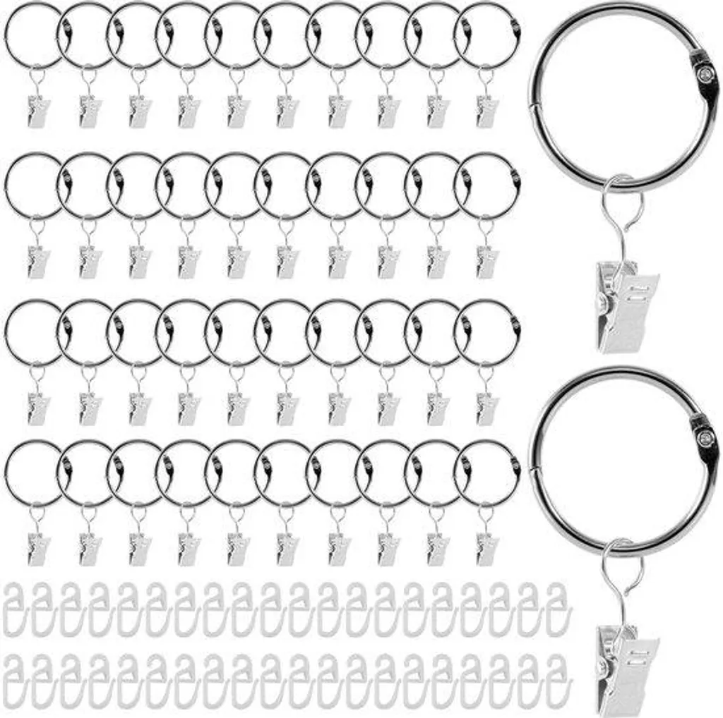Anneaux de rideaux blancs pour tringle 35mm suspension facile avec pince