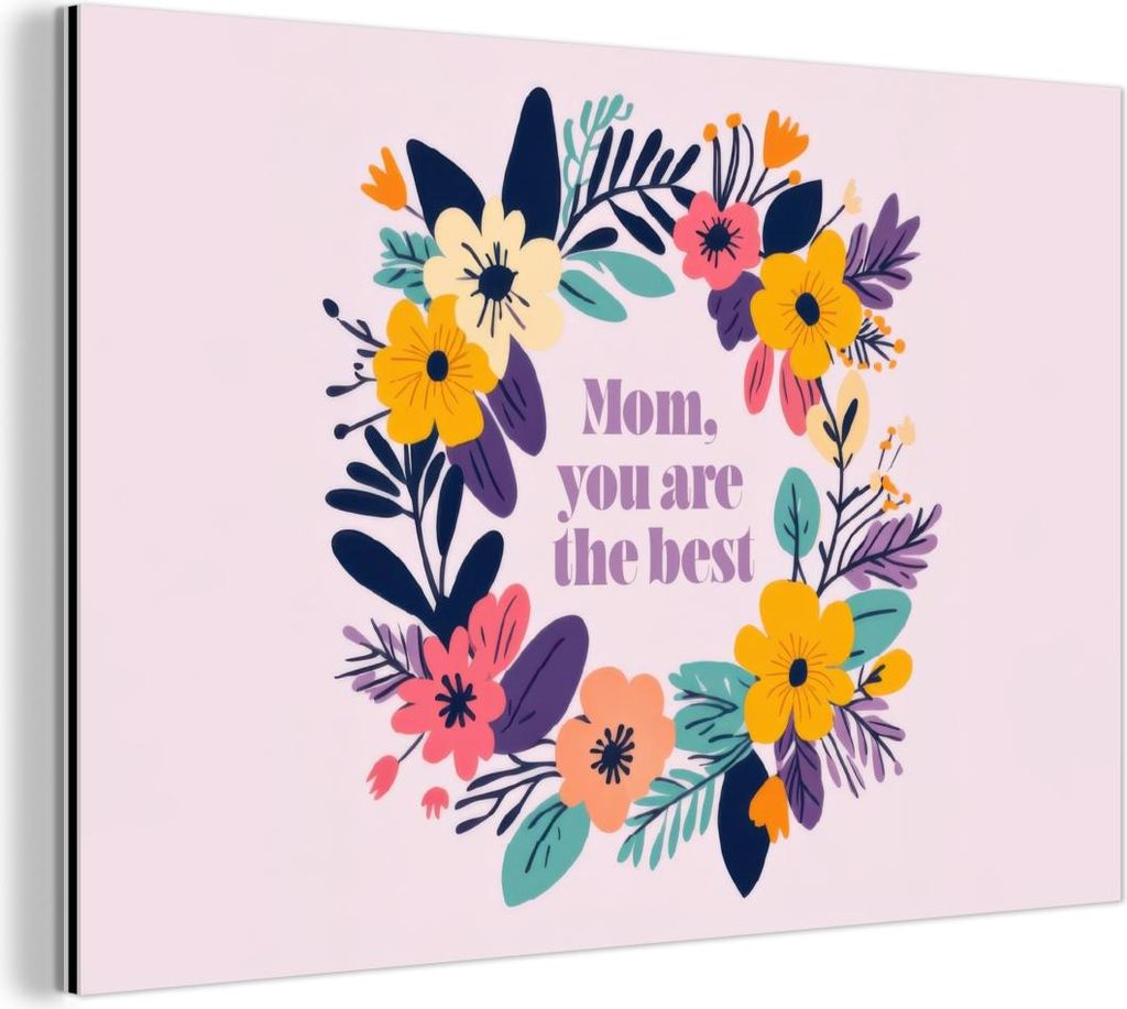 MuchoWow Wanddekoration Metall Metallbild Wandkunst 30x20 cm Blumenkranz - Bunt - Mutter MuchoWow Aluminium Gemälde - Aluminiumgemälder