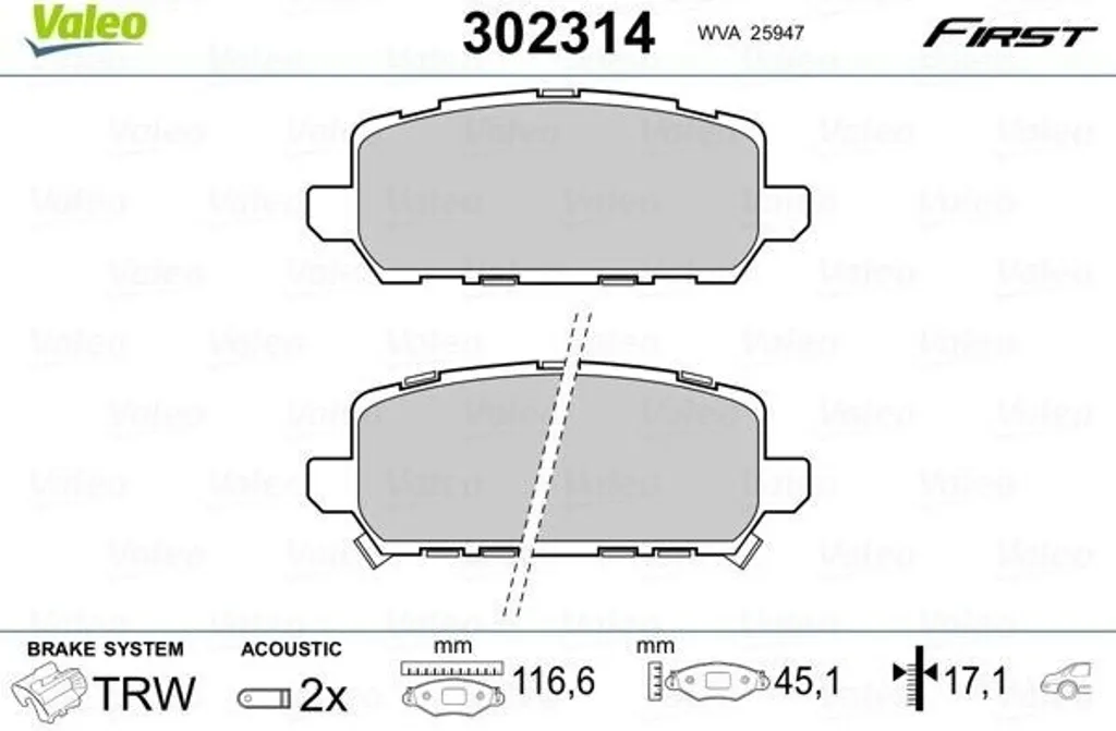 Plaquettes de frein silencieuses Valeo 302314 - Arrière Honda HR-V RU