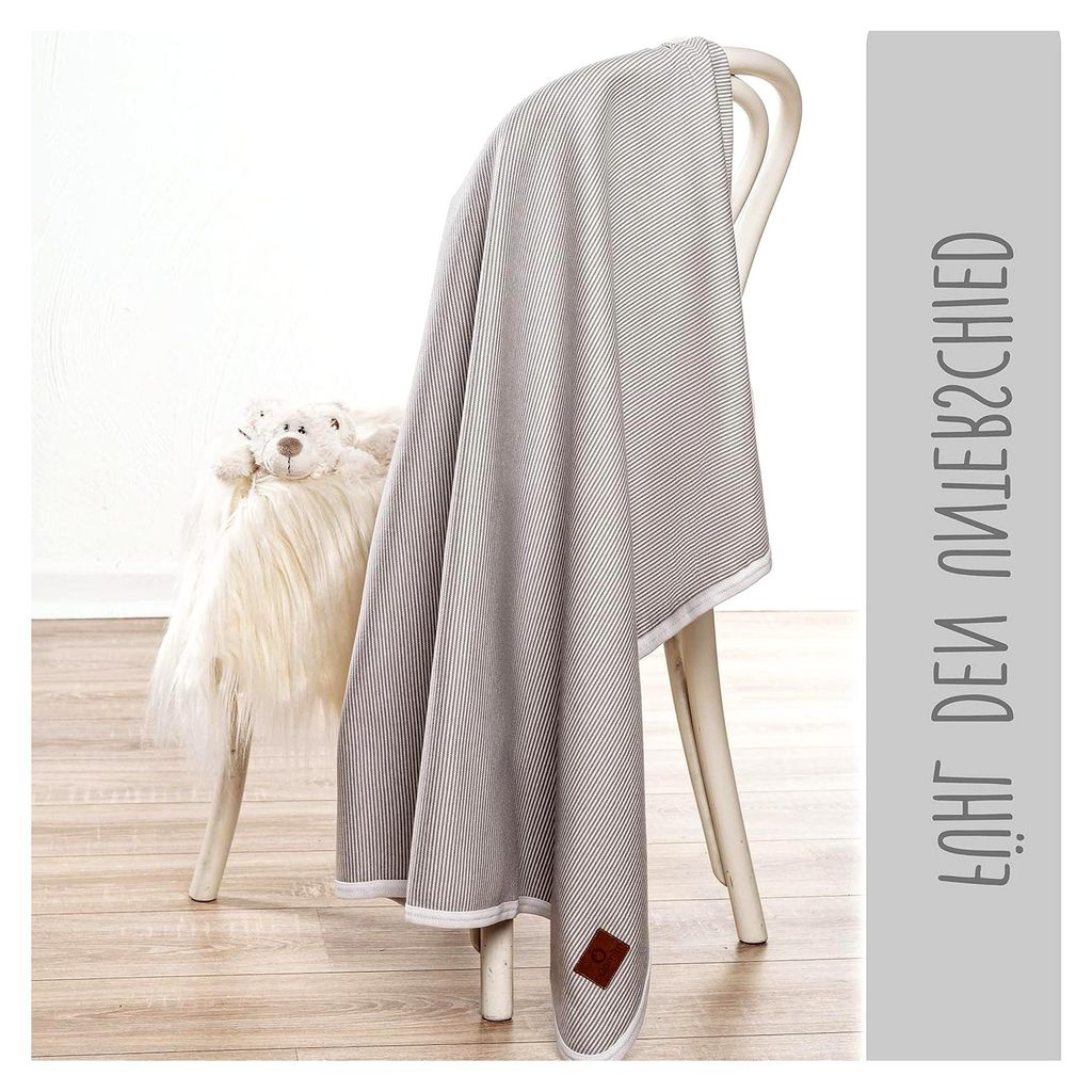 Babydecke aus 100% gekämmter Baumwolle - Kuscheldecke für Jungen und Mädchen - Winterdecke extra warm, weich und atmungsaktiv 80x100cm (Grau/Weiß)