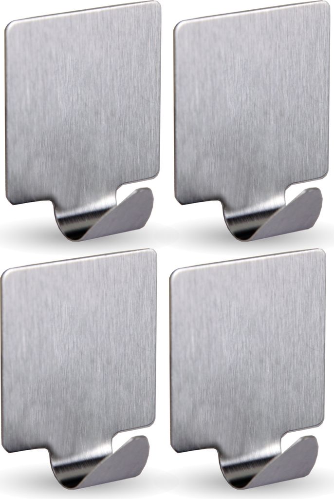 Selbstklebende Wandhaken ( Quadrat - 4er Set ) Silber aus Produktbild 