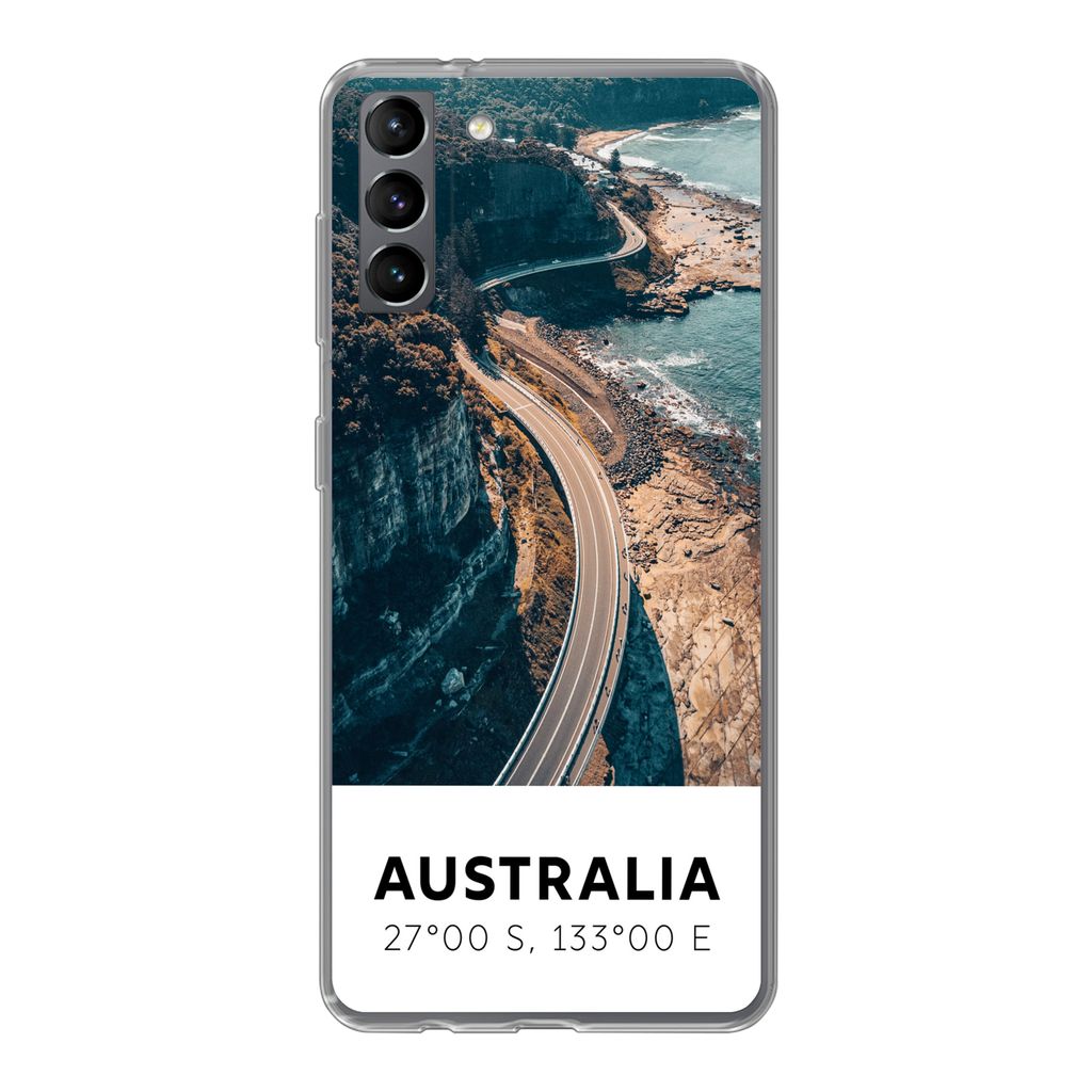 MuchoWow Handyhülle Schutzhülle Hülle für Samsung Galaxy S21 Plus Australien - Meer - Schnellstraße - Sommer Silikon Softcase Handy Hülle -...