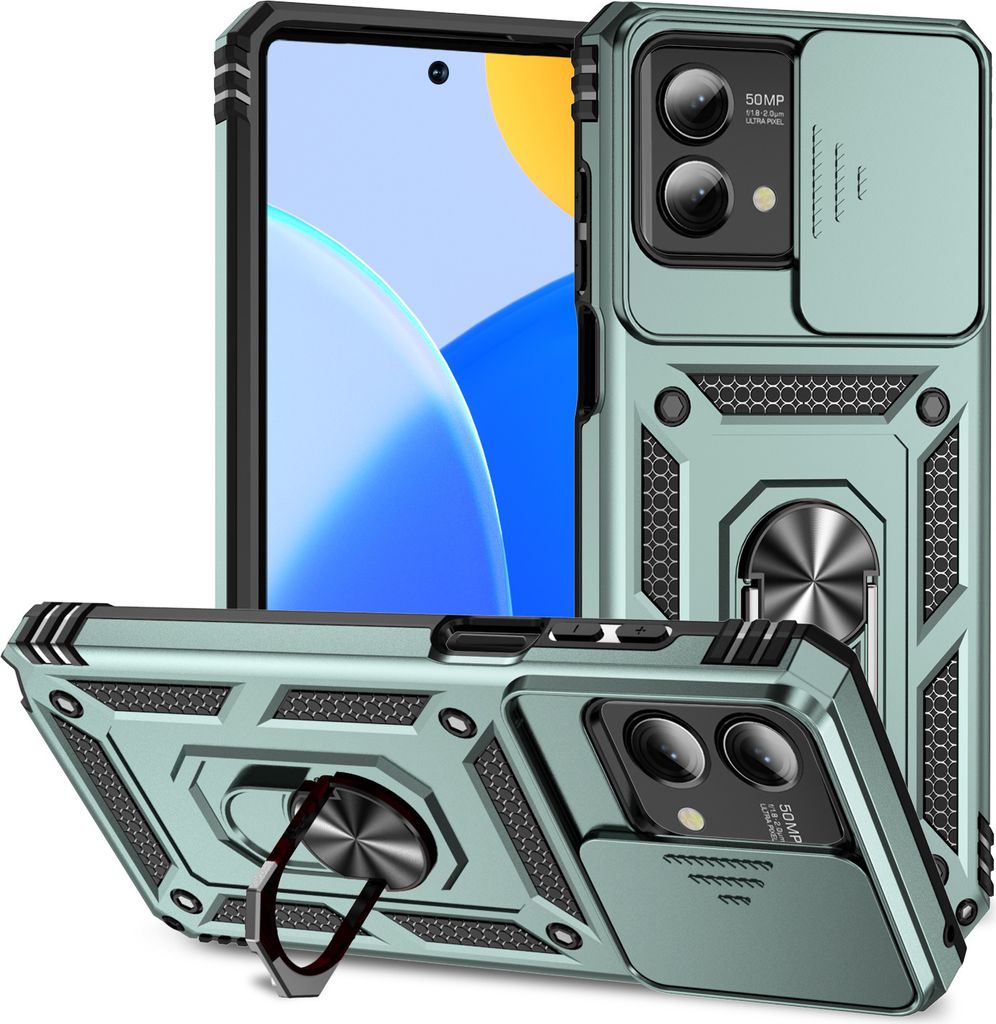 Moto G Stylus 5G 2023 Hülle mit Schiebe Kamera Schutz und Ringhalter Ständer Schutzhülle für Motorola Moto G Stylus 5G (2023) Grün