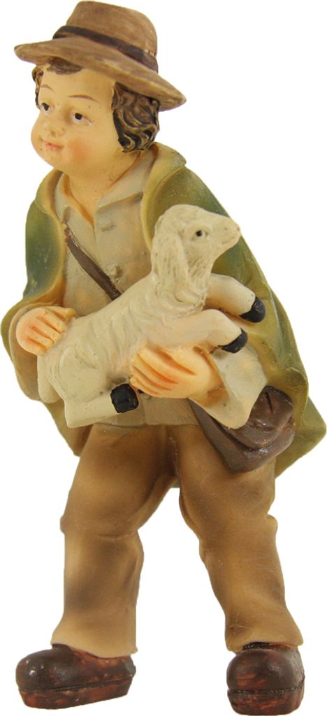 FADEDA Hirtenjunge mit Lamm / Höhe:8 cm / handbemalt / detailgetreue Krippen Figuren - Weihnachten Tisch Dekoration Krippe Zubehör