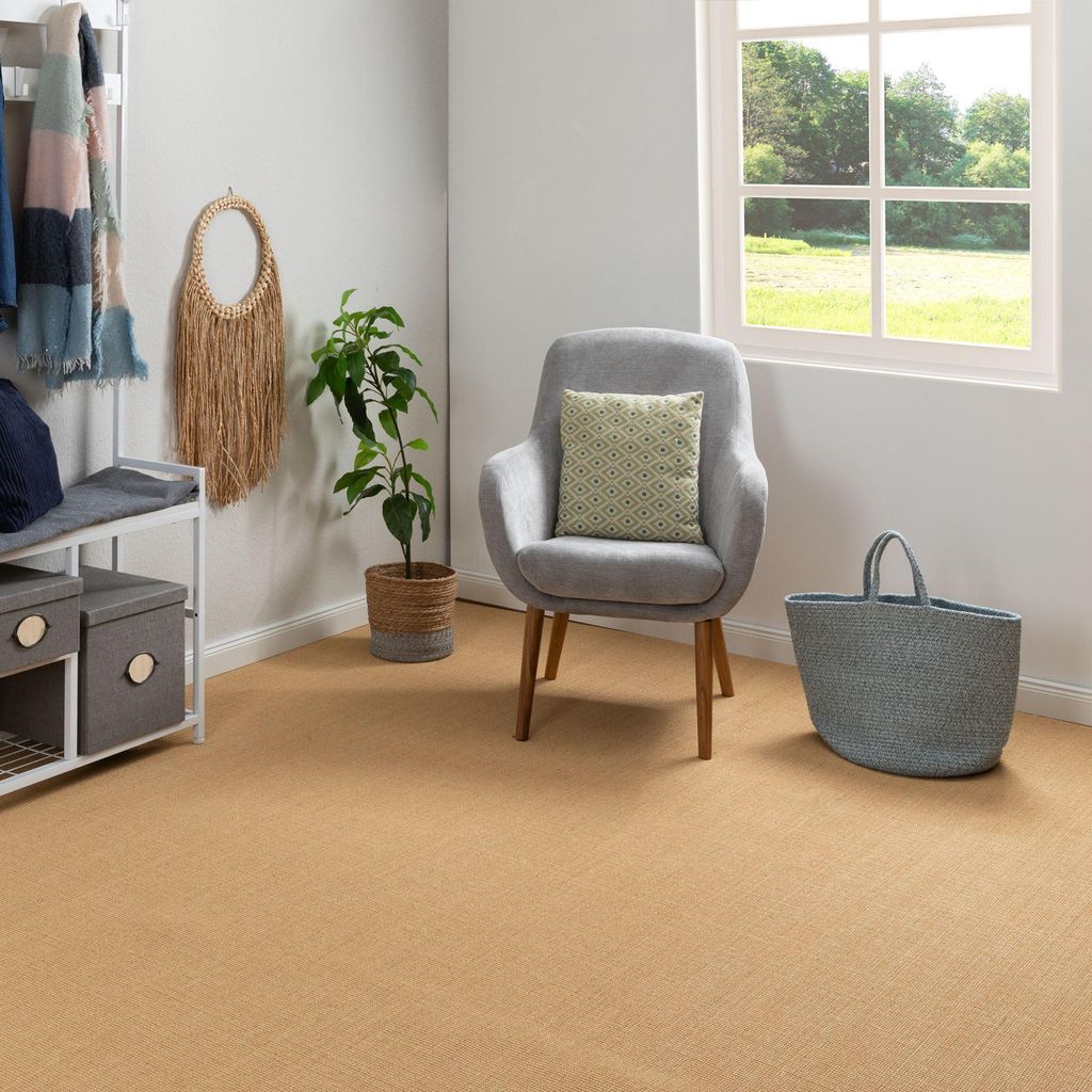Steffensmeier Sisal Teppichboden Salinas Meterware | Auslegware für Flur, Büro, Diele, Stuhlrolleneignung | Natur hell, Größe: 200x100 cm