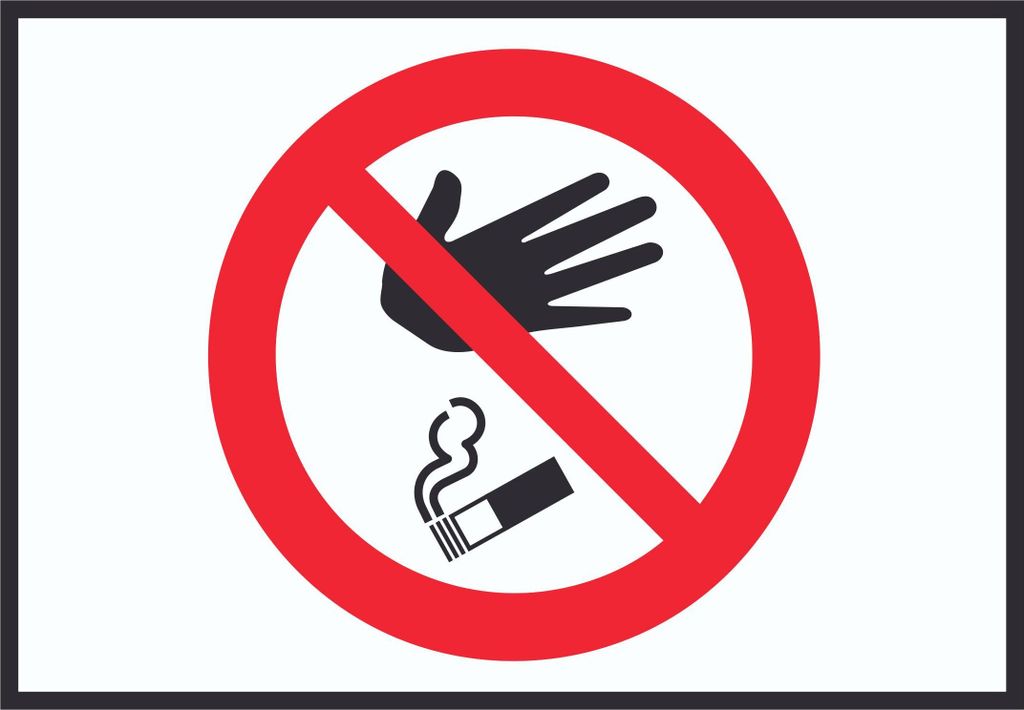 Bitte keine Kippen auf den Boden werfen Symbol Schild A6 Rückseite selbstklebend