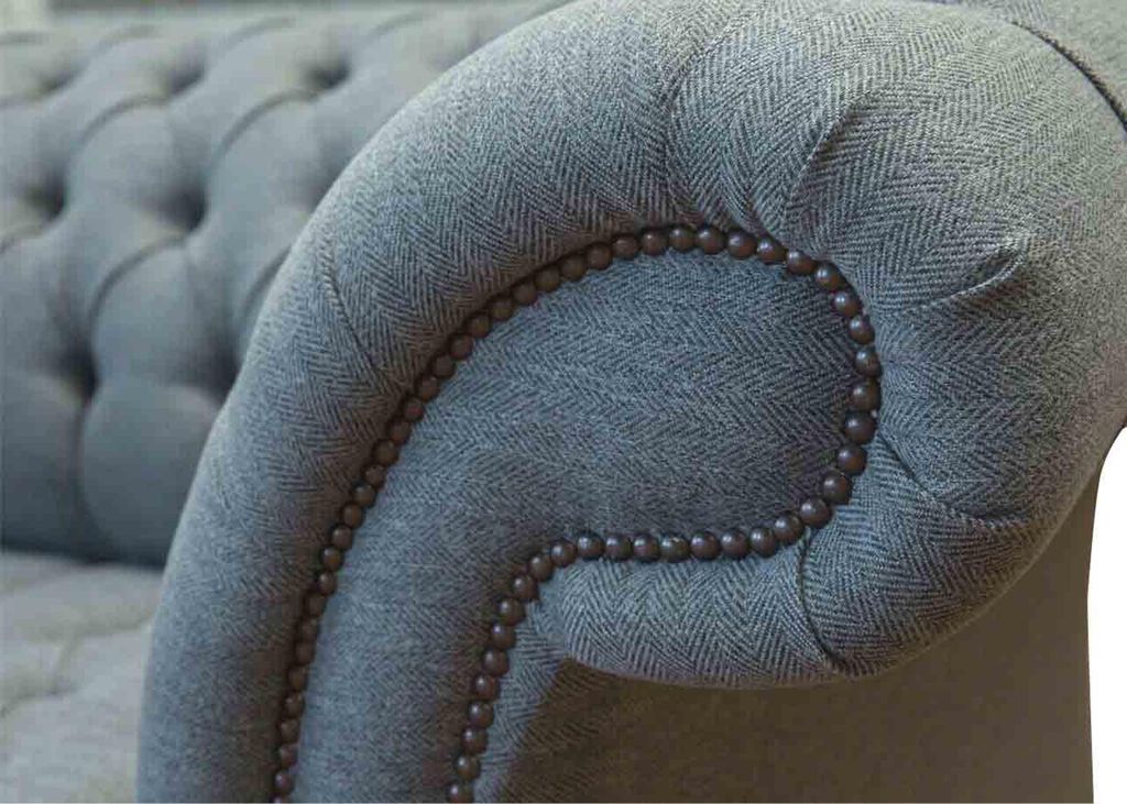 Chesterfield Büro Sitzmöbel Einrichtung Sofa Couch 2 Sitz Textil Grau