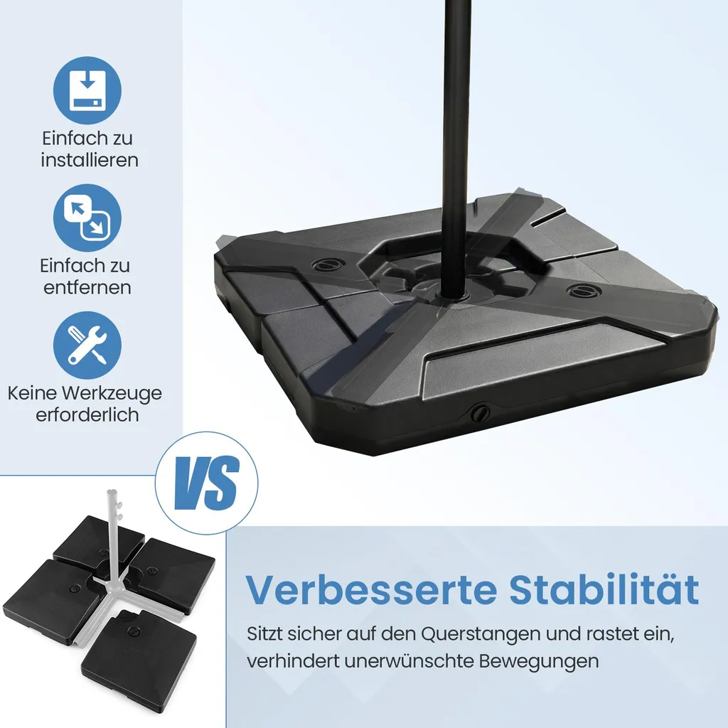 Socle de parasol suspendu lestable 124 kg haute résistance pour extérieur