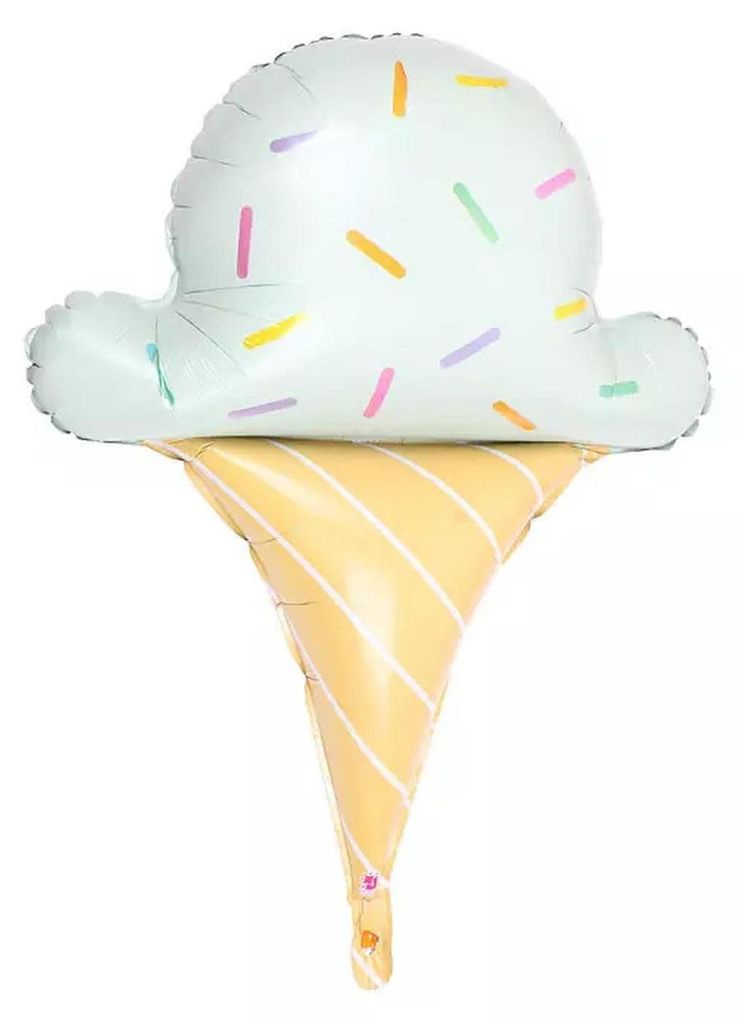 Folienballon Motiv Food, Eis Waffel weiß, ca. 69 x 49 cm Produktbild 