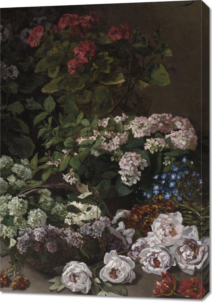 Bild 70x100cm Frühlingsblumen, Monet Vintage für das Wohnzimmer