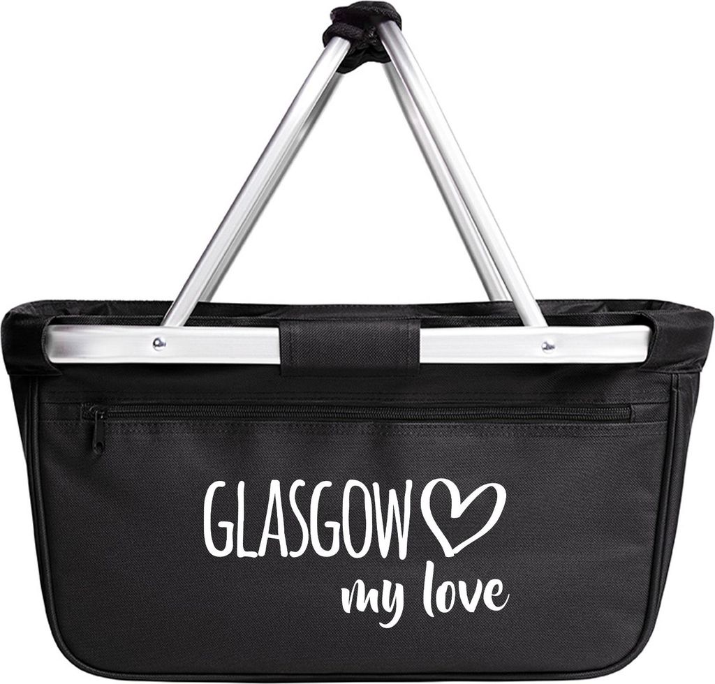 Huuraa Einkaufskorb Glasgow my love 20 Liter Black faltbarer Tragekorb Geschenkidee