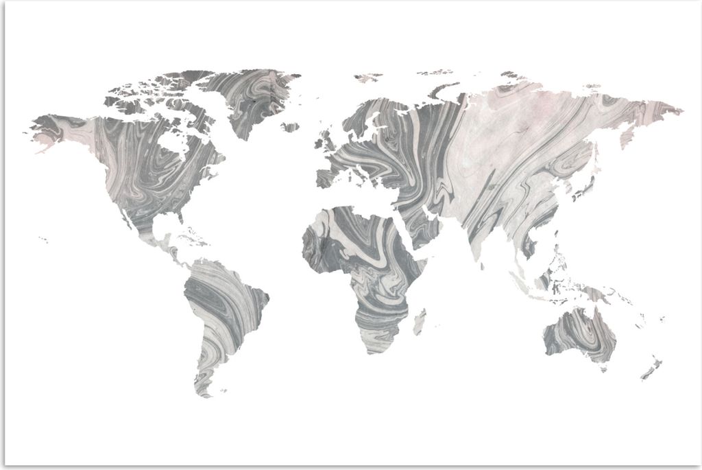 MuchoWow Poster Weltkarte - Farbe - Grau 120x80 cm - Bilder