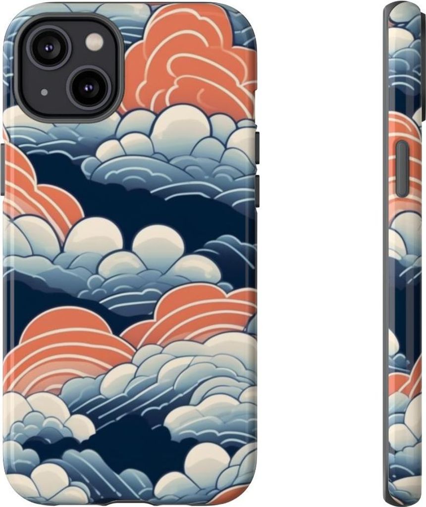 Wolkenspiel in Blau und Orange – Hülle Kompatibel mit iPhone 14 Plus
