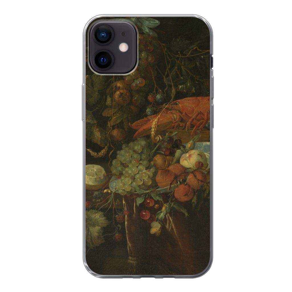 MuchoWow Handyhülle Schutzhülle Hülle für iPhone 12 mini Stilleben mit Obst und einem Hummer - Gemälde von Jan Davidsz. de Heem Silikon Soft...