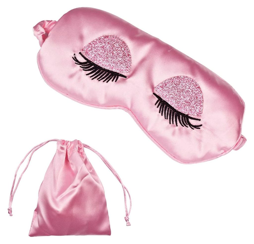 Schlafmaske, Seiden-Augenmaske für Damen und Herren, atmungsaktive Reise-Augenmaske mit Gummiband, hautfreundlich, ultraweiche Schlafmaske – Rosa