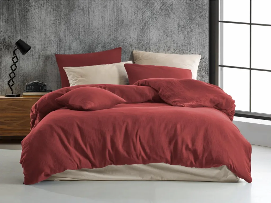 Biancheria da letto in mussola 140x200, 70x90 cm bordeaux