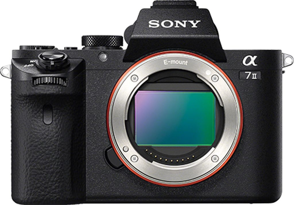 A front view of a Sony Alpha 7 II digital camera.