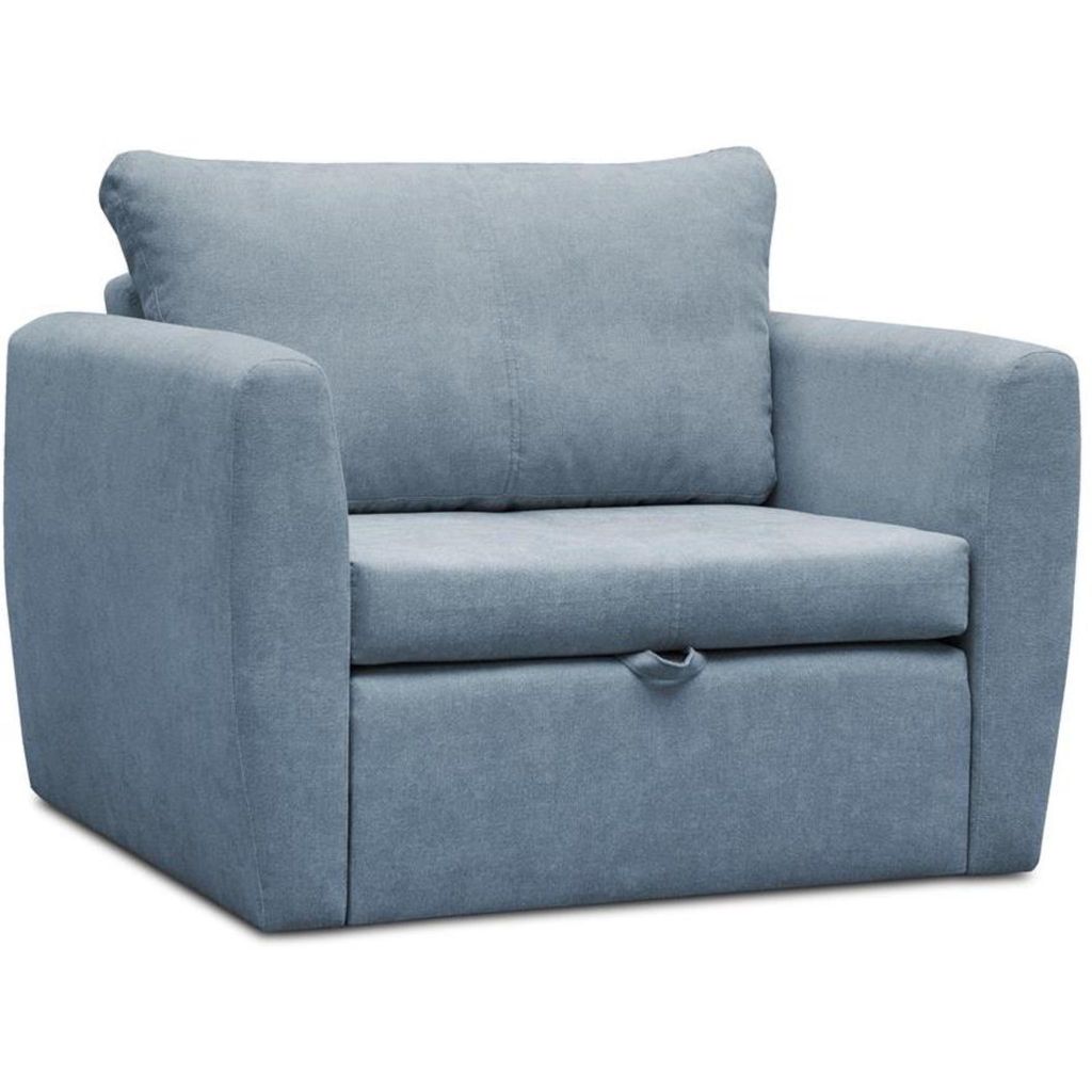 Schlafsessel LUNA, Blau, Loungesessel mit Bettfunktion, Bettkasten, Veloursstoff