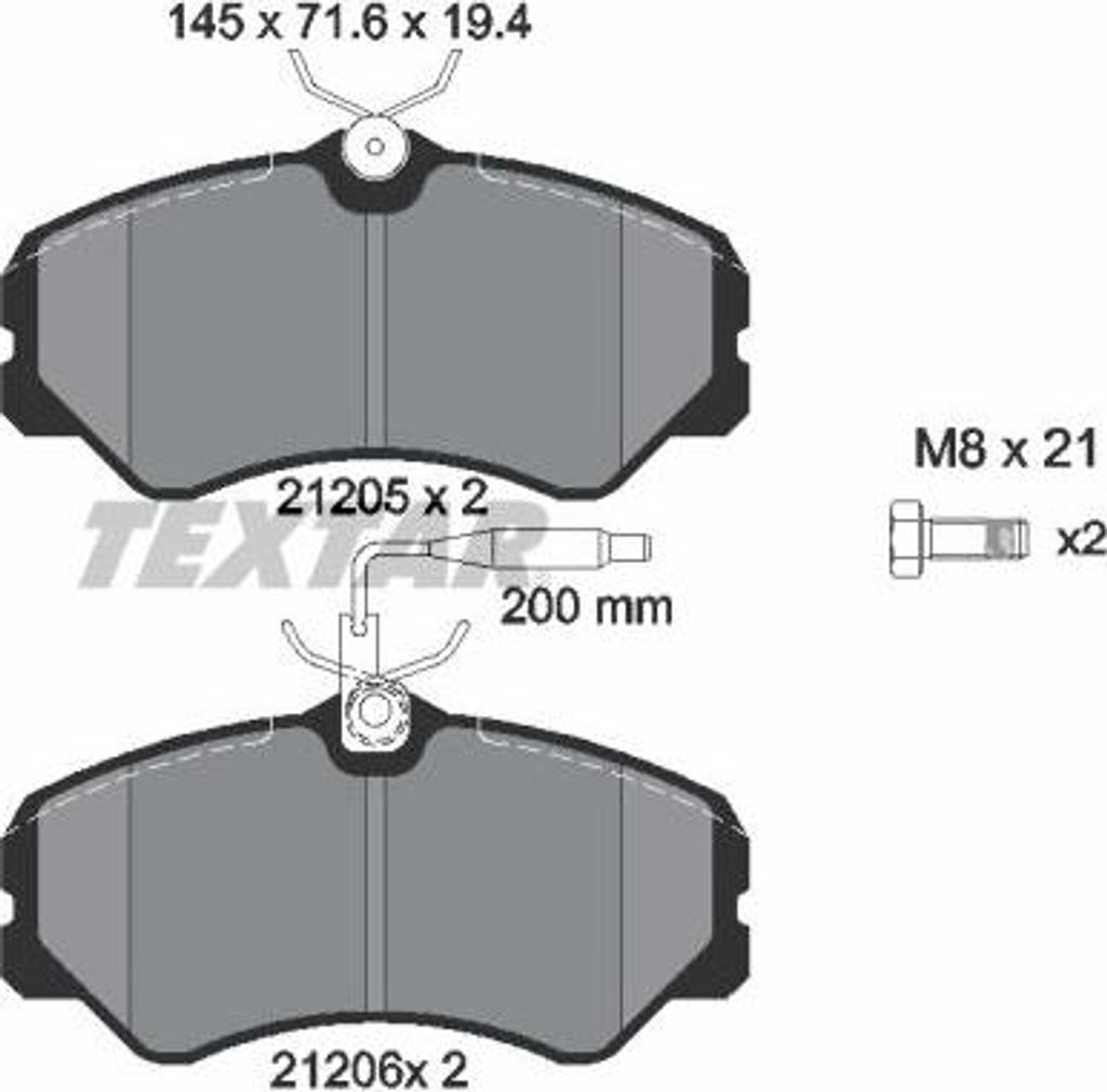 TEXTAR 2120501 Bremsbelagsatz, Scheibenbremse OE 09938205 kompatibel mit J5, Ducato, C25