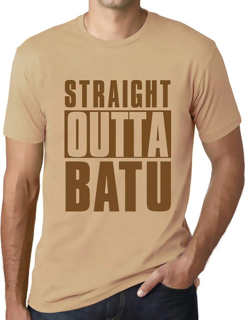 Herren Grafik T-Shirt Straight Outta Batu Öko-Verantwortlich Vintage Jahrgang Kurzarm Lustige Druck Geburtstag Geschenk Mann