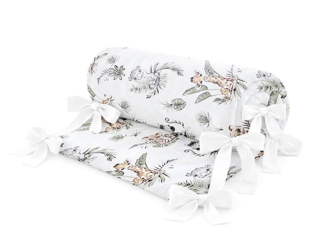 Nestchen Bettumrandung 180x30 cm – Kopfschutz für Babybett, Beistellbett & Laufgitter, Baumwolle, Safari