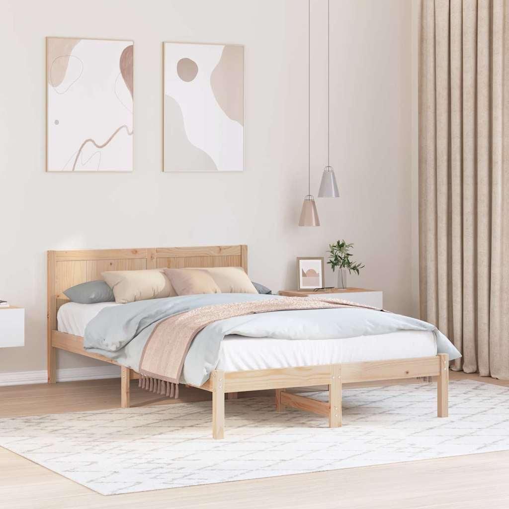 Maison Exclusive - Bettgestell Braun 135 x 190 cm Massivholz Kiefer