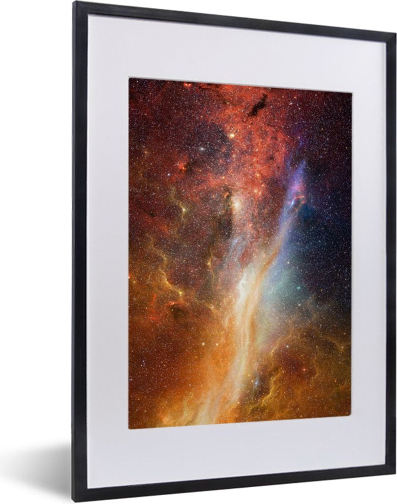 MuchoWow Gerahmtes Poster Raum - Licht - Sterne 30x40 cm - Poster mit Schwarzem Bilderrahmen Wandposter Rahmen Foto Bilder - Wandposter Schlafzimmer
