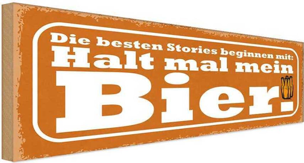 vianmo Holzschild 10x27 cm beste Stories halt mein Bier Essen Trinken