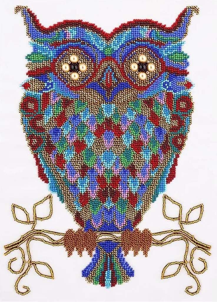 Kit broderie aux perles Miss Rainbow Owl 23x32cm pour loisirs créatifs