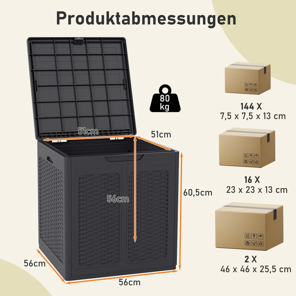 Baule Esterno 145L Impermeabile COSTWAY: Box Porta Cuscini Terrazza - 3