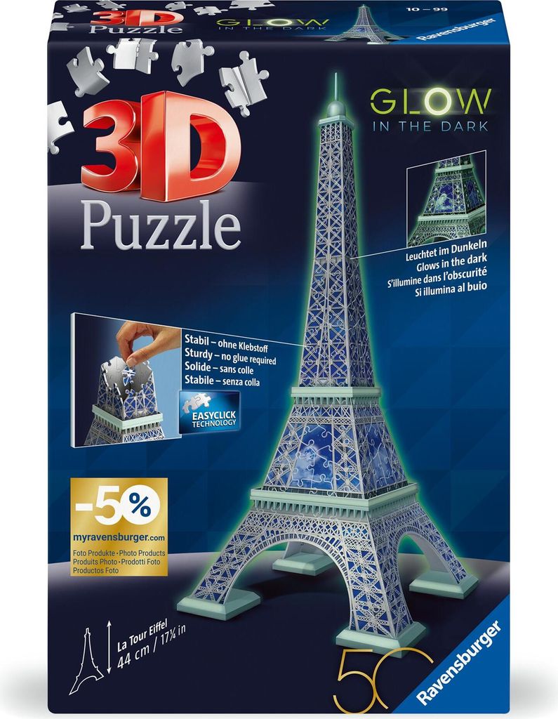3D Puzzle Eiffelturm Glow-in-the-Dark Edition Produktbild 
