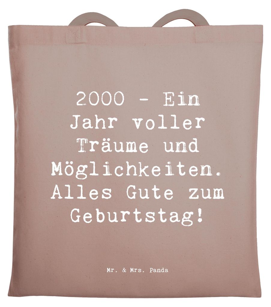 Mr. & Mrs. Panda Tote Bag Spruch 2000 Geburtstagsträume - Braun Pastell - Geschenk, Alter, Shopping Tasche, Millennium Geburtsjahr, Laptoptasche, ...