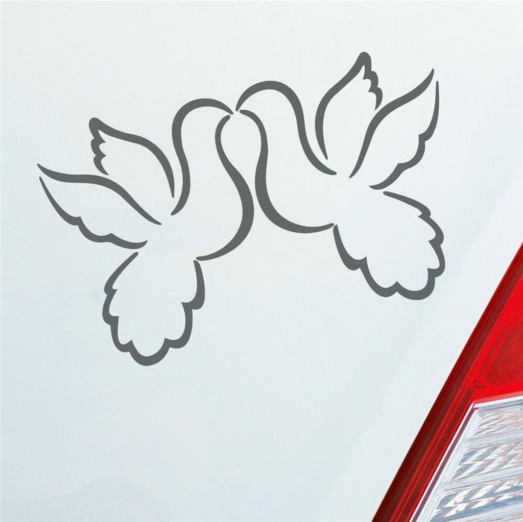 Auto Aufkleber Liebestauben Liebe Love Taube Hochzeit 12x9 cm Grau Sticker Heckscheibenaufkleber