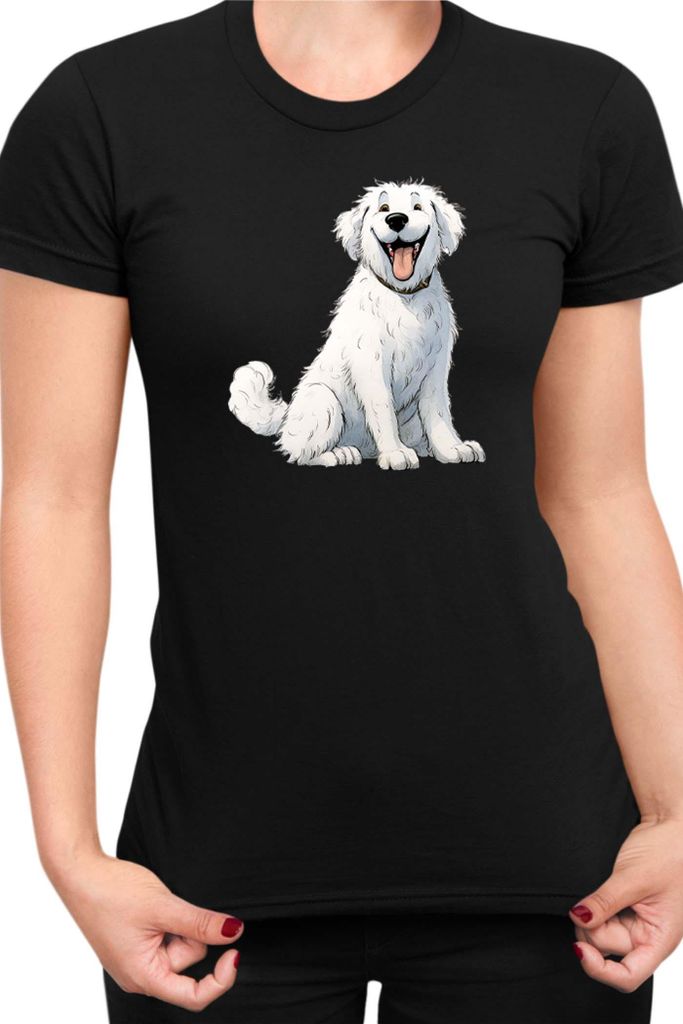 Damen T-Shirt Funny Dogs Breeds Kuvasz Dog Breed, Lady 2XL / Schwarz