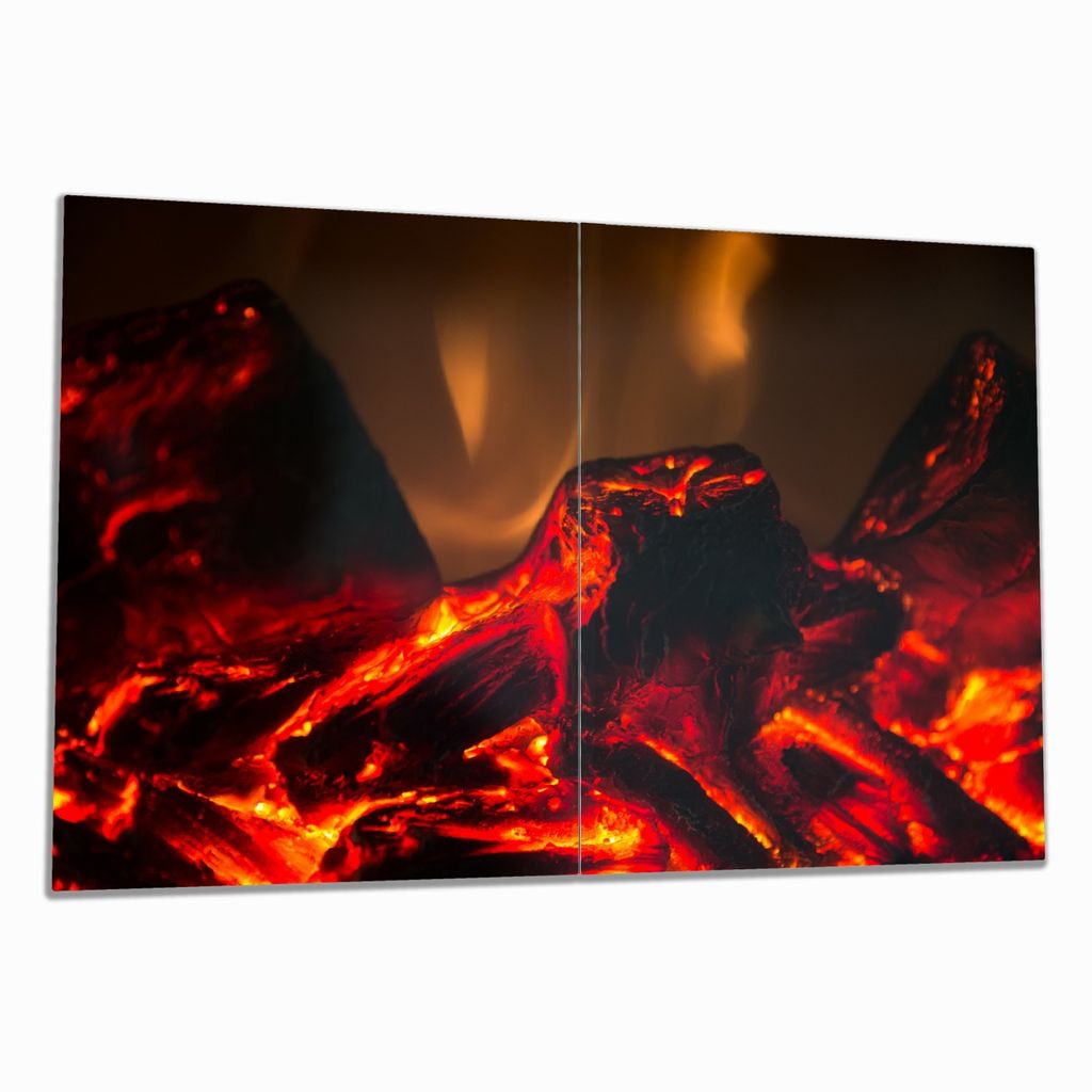 Wallario Herdabdeckplatte aus Glas, Größe 80 x 52 cm 2-teilig, Motiv Glühende Kohle
