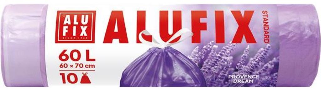 Müllsäcke mit Lavendelduft, einziehbar, 60 l, 10 Stück, HDPE, ALUFIX MSZH6010VIOLA